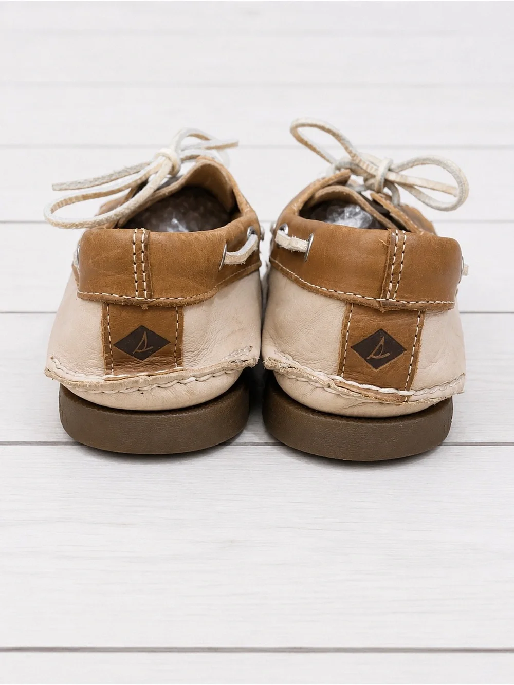 Sperry Two-Tone Beige and Brown Boat Shoes